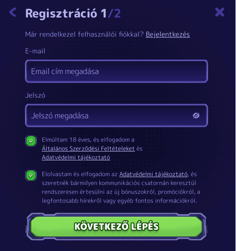 Regisztráció Alf casino